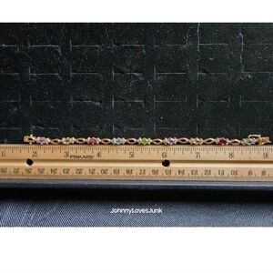 Vintage Sterling Silver Chain Style Bracelet Marked/Tested+ Natural Stones